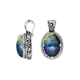 AP-8033-LB Sterling Silver Oval Shape Pendant With Labradorite & Enhancer Pendant Bail Jewelry Bali Designs Inc